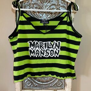 Dolls Kill x Marilyn Manson Collab Green and Black Sleeveless Crop Tank Top